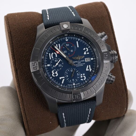 Breitling Super Avenger Night Mission V13375 Chrono 48mm DLC Men's Watch B&P - Picture 10 of 11